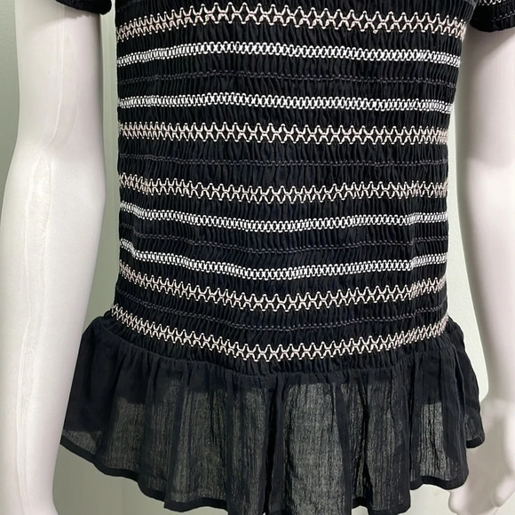 ANTHROPOLOGIE Meadow Rue Smocked Peplum Top - Picture 4 of 8
